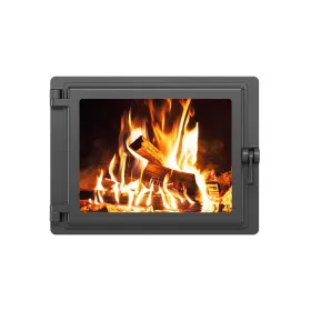 Чугунная каминная дверка ЭТНА Панорама (Левая)