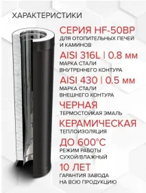Сэндвич L 1000мм (304/0,8мм + нерж.+ керамика) Ф150х210