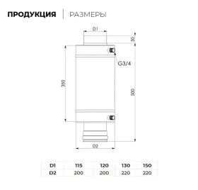 Бак-теплообменник на трубе Ф115 (AISI 201/0,8 мм) 9л