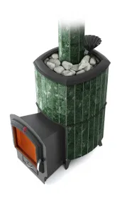 Банная печь Альфа Гардарика Лайт Inox ЧДБСЭ ЗК серпентинит