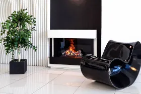 Каминокомплект Cube - Белый с черным с очагом Cassette 400 LNH-INT PS (без дров)