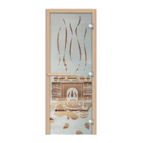 Стеклянная дверь для бани и сауны 1900х700 Банька сатин