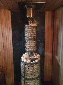 Чугунная банная печь Атмосфера XL сетка нержавейка