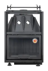 Каминная стальная топка Альфа 700 КВ с контргрузом черный шамот