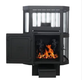 Чугунная банная печь Сибирь 18 универсальная чугунная дверца сетка Чугунная банная печь Сибирь 18 универсальная чугунная дверца сетка