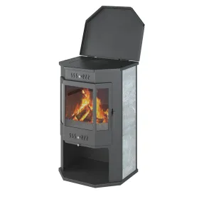 Печь-Камин ASTON 12кВт (200 м3) Призматик с плитой (Талькохлорит)