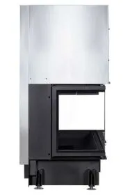 Каминная стальная топка ДЕЛЬТА 1200 B три стекла принтинг черный шамот