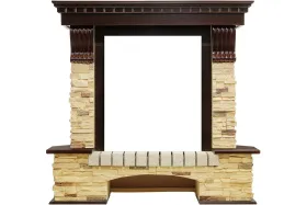 Каминокомплект Pierre Luxe угловой - Темный дуб / Сланец с очагом Majestic FX M Brass Каминокомплект Pierre Luxe угловой - Темный дуб / Сланец с очагом Majestic FX M Brass