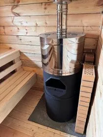 Стальная банная печь Деревенская составная с баком нерж 85 литров