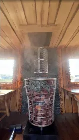 Чугунная банная печь Атмосфера V сетка нержавейка