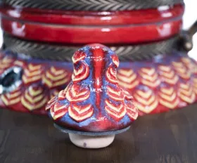 Керамический тандыр Шелковый Путь цвет Синий, откидная крышка