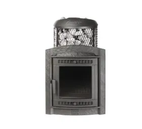Чугунная банная печь Атмосфера L с комбинированной облицовкой «Верде Гватемала»