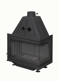 Каминная стальная топка Альфа 700 RB два стекла правая черный шамот