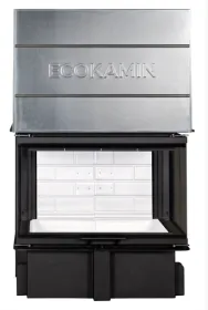 Каминная стальная топка ДЕЛЬТА 800 Р три стекла принтинг подовое горение