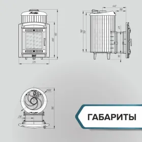 Чугунная банная печь Атмосфера L ламели «Змеевик» наборный