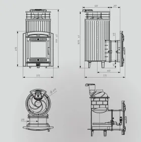 Чугунная банная печь Атмосфера XL Россо Леванто ламель+сетка с газовой горелкой