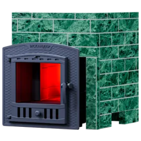 Чугунная банная печь Искандер 25 (П2) Pro Оптима 680/40 Змеевик