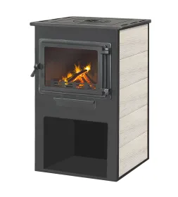 Печь-камин ЭТНА (Панорама) с плитой Бежевый Ø150мм