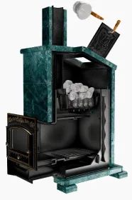 Премиальная банная печь Сибирь 25 ЗК дверка 545х545 в облицовке Президент змеевик