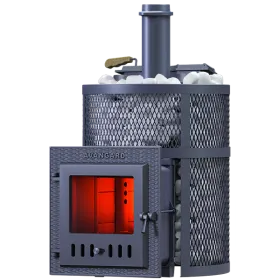 Чугунная банная печь AVANGARD ЗК 25 (М) Ураган в круглой сетке