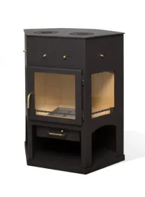 Стальная печь-камин Енисей с плитой Стальная печь-камин Енисей с плитой