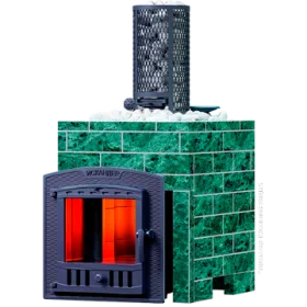 Чугунная банная печь Искандер 25 (П2) Pro Оптима 680/40 Змеевик