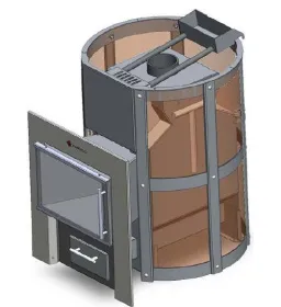 Банная печь Народная 14-18, панорамная дверка, парогенератор