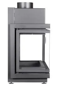 Каминная стальная топка Альфа 700 три стекла черный шамот подовая