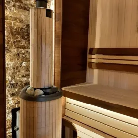 Чугунная банная печь Атмосфера L ламели «Окаменевшее дерево» наборные