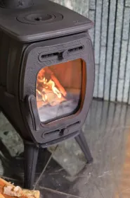 Чугунная печь-камин отопительно-варочная «Бахта 2» серая