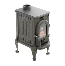 Чугунная печь-камин отопительная ПМЧ-6С, с патиной