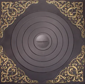 Чугунная плита под казан 03 750х750 ф500 с патиной