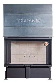 Каминная стальная топка ДЕЛЬТА 1000 P три стекла подовое горение принтинг