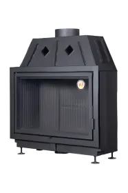 Каминная стальная топка Альфа 1000 B подовая черный шамот