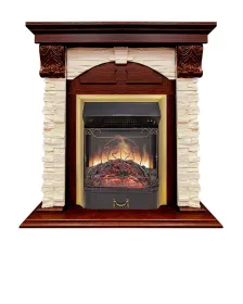 Каминокомплект Dublin (Разборный) - Орех каньон / Сланец  с очагом Majestic FX M Brass