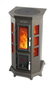 Печь-камин Статика Секста, черная бронза