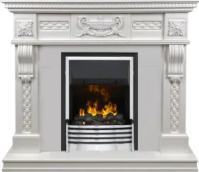 Каминокомплект Corsica - Матовый белый (Ширина 1100) с очагом Flagstaff