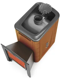 Банная печь Ангара 2012 Inox Витра ЗК ТО терракота