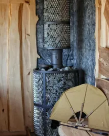 Чугунная банная печь Атмосфера XL сетка нержавейка