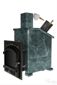 Премиальная банная печь Сибирь 25 ЗК дверка 700х700 в облицовке Президент змеевик