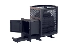 Чугунная банная печь Сибирь 24 универсальная чугунная дверца сетка Чугунная банная печь Сибирь 24 универсальная чугунная дверца сетка