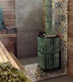 Банная печь Альфа Гардарика Лайт Inox ЧДБСЭ ЗК серпентинит