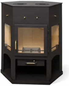 Стальная печь-камин Енисей с плитой Стальная печь-камин Енисей с плитой