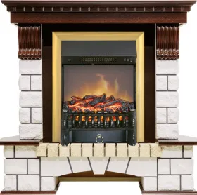 Каминокомплект Pierre Luxe угловой - Темный дуб / Белый с очагом Fobos FX M Brass Каминокомплект Pierre Luxe угловой - Темный дуб / Белый с очагом Fobos FX M Brass