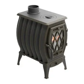 Чугунная печь-камин отопительная ПМЧ-10С, с патиной