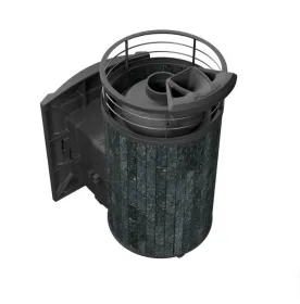 Чугунная банная печь Атмосфера L Пироксенит ламель+сетка с газовой горелкой