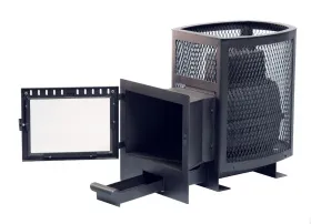 Чугунная банная печь Сибирь 22 панорамная дверца сетка Чугунная банная печь Сибирь 22 панорамная дверца сетка