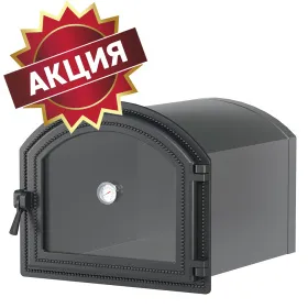 Стальной духовой шкаф с чугунной дверцей ВЕЗУВИЙ 217 с термометром (Антрацит)