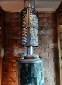 Чугунная банная печь Атмосфера XL ламели «Жадеит» наборный