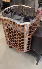 Печь банная Remix-15 INOX - 3мм сетка панорама Графит